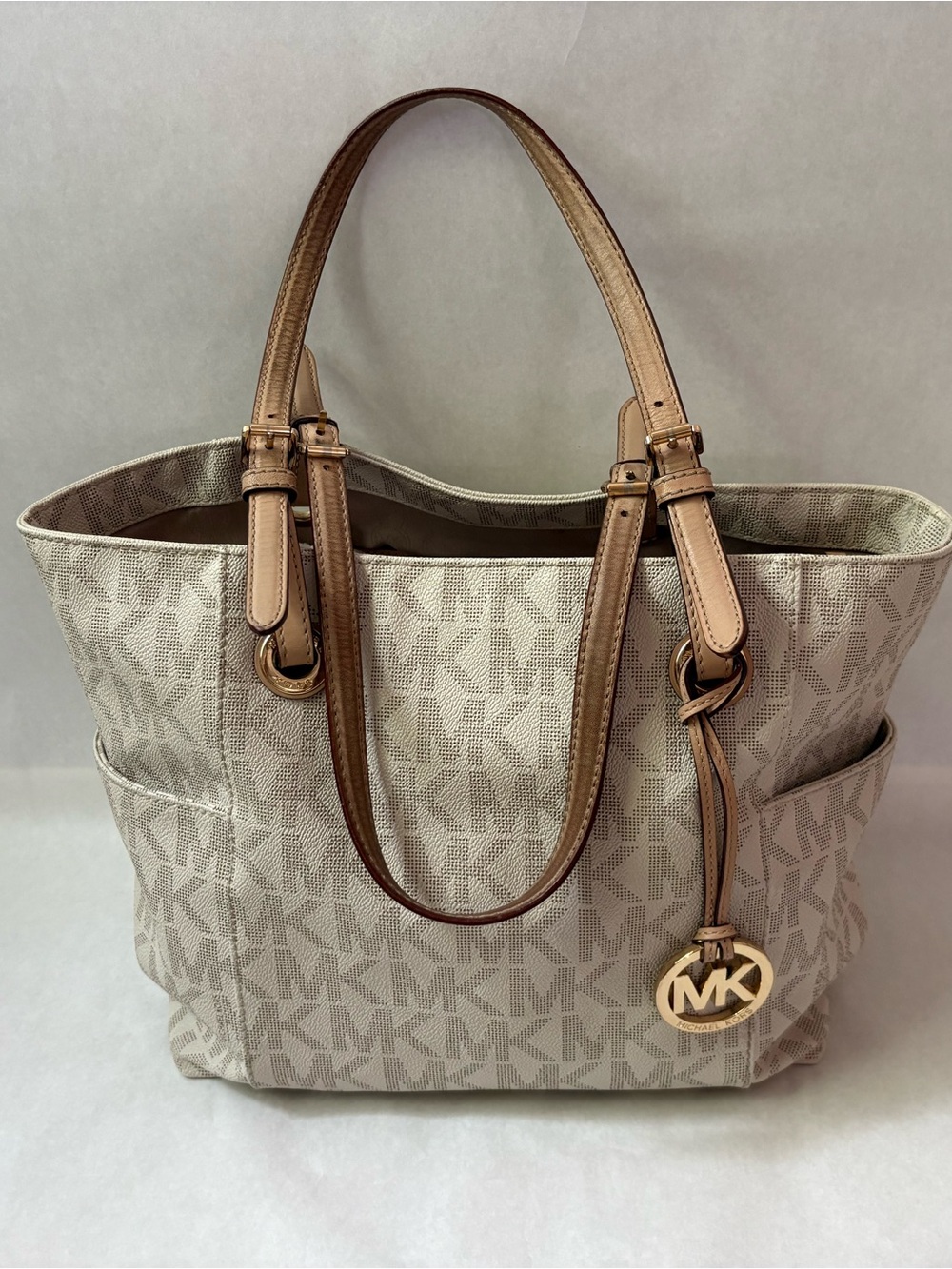 Michael Kors Beige Logo Canvas Bag